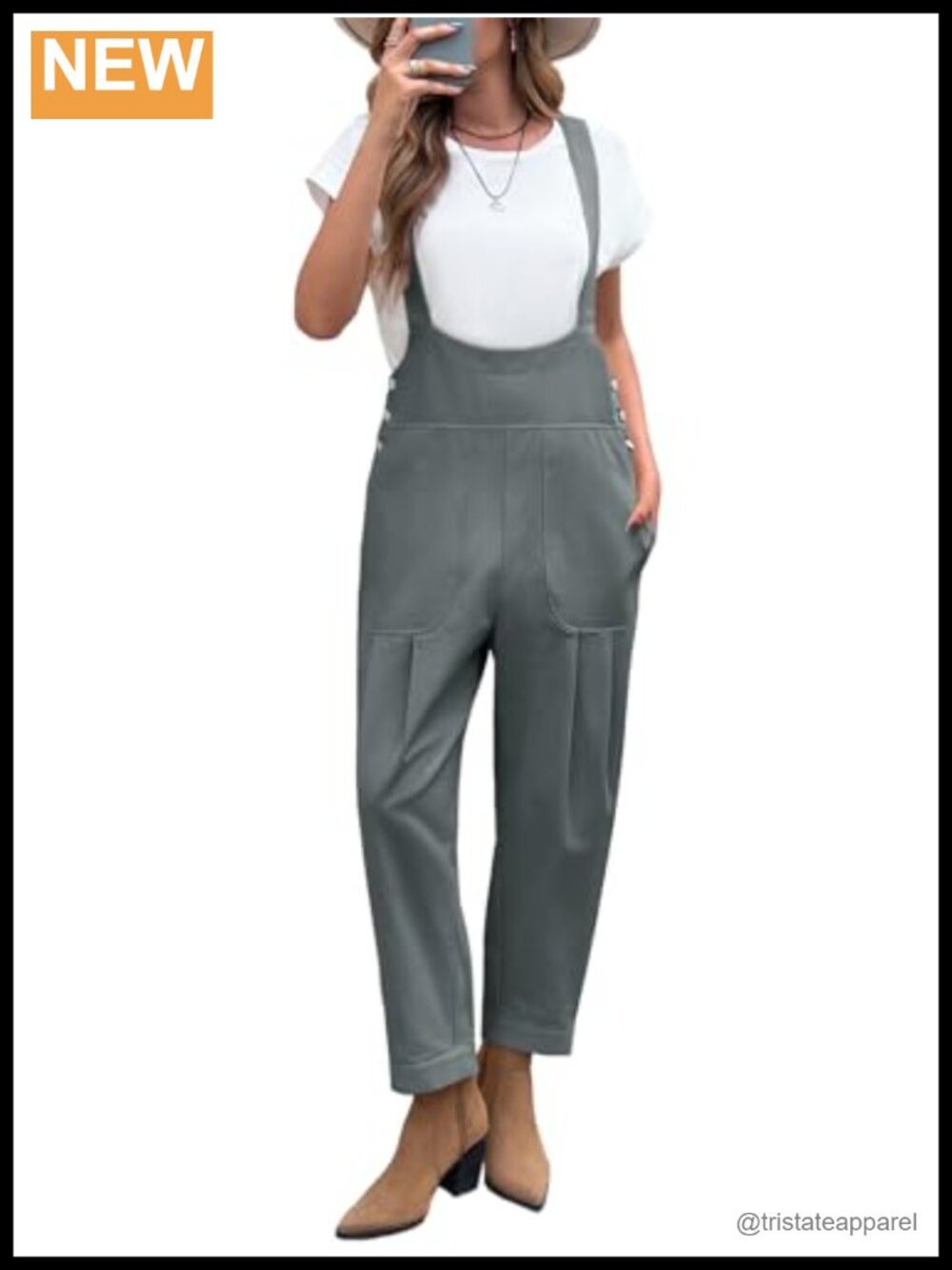 Sleeveless Bib Overalls Adjustable Straps Barrel Leg Loose Jumpsuit Pockets